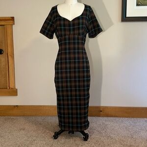 Plaid secretary wiggle dress